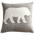 Hand Felted Wool Pillow - Cream Bear Silhouette on Gray - 20" - ARCADIA HOME